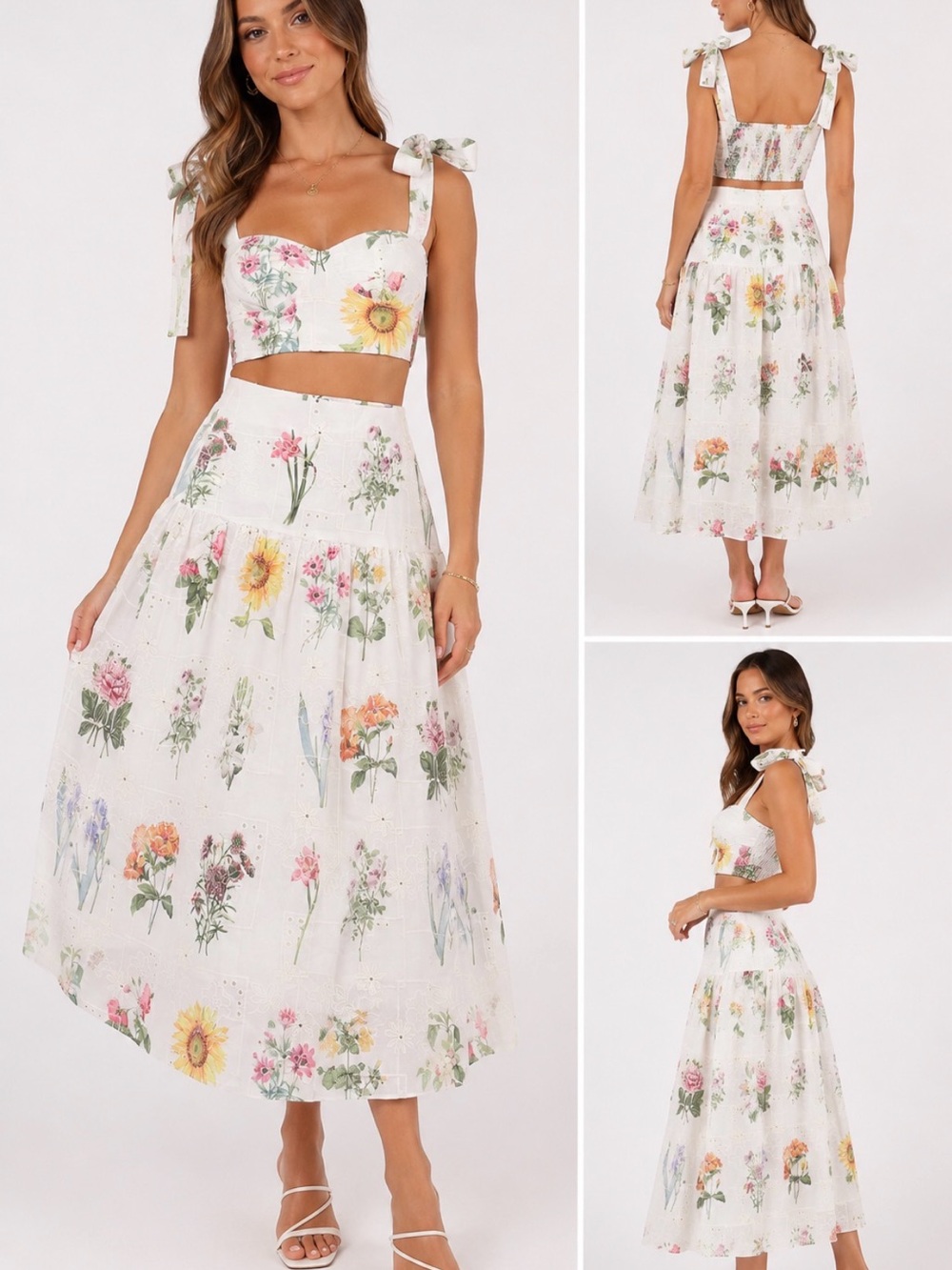 Petal & Pup White Floral Midi Skirt